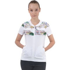 Venice T- Shirt Venice Voyage Art Digital Painting Watercolor Discovery T- Shirt (2) Short Sleeve Zip Up Jacket by ZUXUMI