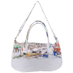 Venice T- Shirt Venice Voyage Art Digital Painting Watercolor Discovery T- Shirt (3) Removable Strap Handbag by ZUXUMI