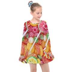 Aesthetic Candy Art Kids  Long Sleeve Dress by Internationalstore