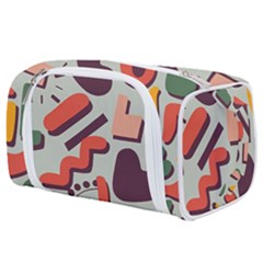 Shapes In Retro Colors On A Green Background Toiletries Pouch by LalyLauraFLM