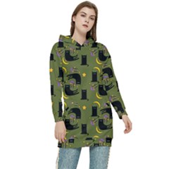 Cat Cartoon Cats Animal Pattern Women s Long Oversized Pullover Hoodie by Pakjumat