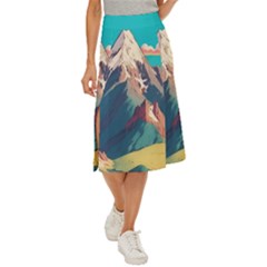 Mountain Mount Fuji Midi Panel Skirt