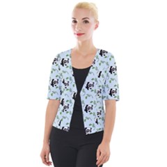 Animal Panda Bamboo Seamless Pattern Cropped Button Cardigan by Pakjumat