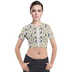 Bee Honeycomb Honeybee Insect Short Sleeve Cropped Jacket by Pakjumat