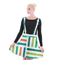 Striped Colorful Pattern Graphic Suspender Skater Skirt