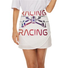 Drone Racing Gift T- Shirt Distressed F P V Drone Racing Drone Racer Pilot Pattern T- Shirt (2) Mini Front Wrap Skirt by ZUXUMI