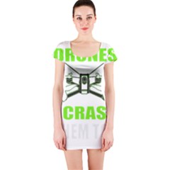 Drone Racing Gift T- Shirt Distressed F P V Race Drone Racing Drone Racer Pattern Quote T- Shirt (4) Short Sleeve Bodycon Dress by ZUXUMI