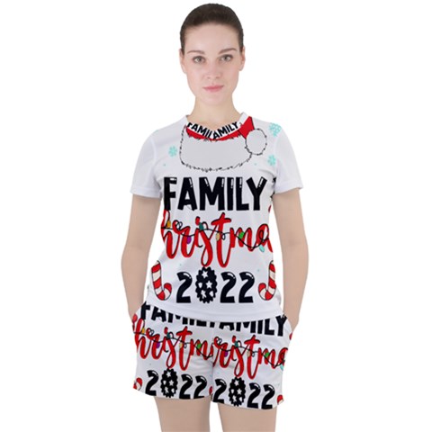 Family Christmas T- Shirt Family Christmas 2022 T- Shirt Women s T-shirt And Shorts Set by ZUXUMI