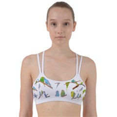 Parakeet T-shirtlots Of Colorful Parakeets - Cute Little Birds T-shirt Line Them Up Sports Bra by EnriqueJohnson