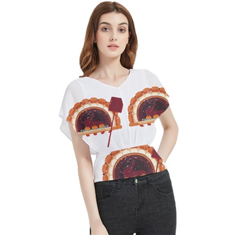 Bread Baking T- Shirt Funny Bread Baking Baker Bake The World A Butter Place T- Shirt (2) Butterfly Chiffon Blouse by JamesGoode