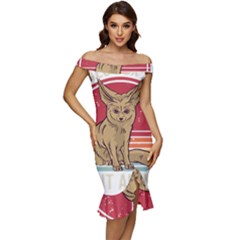 Fennec Fox T- Shirt Fennec Fox Is My Spirit Animal T- Shirt Off Shoulder Ruffle Split Hem Bodycon Dress by ZUXUMI