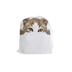 Peeking Cat T-shirtpeeking Cute Cat T-shirt Drawstring Pouch (medium) by EnriqueJohnson