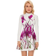 Flowers Illustration T- Shirtflowers T- Shirt Long Sleeve Velour Longline Dress