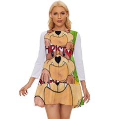 Bulldog T- Shirt Bulldog In Elf Hat T- Shirt Long Sleeve Babydoll Dress by JamesGoode