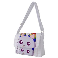 Gay Pride T- Shirt Gay Pride Kawaii Cat Strawberry Milk Rainbow Flag T- Shirt Full Print Messenger Bag (m) by ZUXUMI