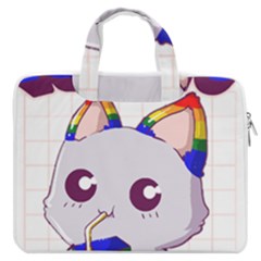 Gay Pride T- Shirt Gay Pride Kawaii Cat Strawberry Milk Rainbow Flag T- Shirt Macbook Pro 16  Double Pocket Laptop Bag  by ZUXUMI