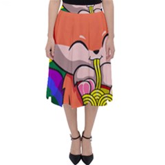 Gay Pride T- Shirt Gay Pride Kawaii Fox Ramen Noodles Rainbow Flag T- Shirt Classic Midi Skirt by ZUXUMI