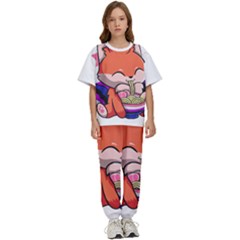 Genderfluid T- Shirt Genderfluid Pride Kawaii Fox Ramen Noodles Genderfluid Flag T- Shirt Kids  T-shirt And Pants Sports Set by ZUXUMI