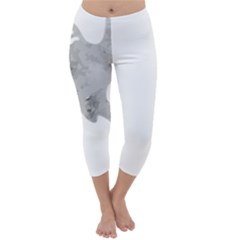 Ghost T- Shirt White Mottled Ghost T- Shirt Capri Winter Leggings  by ZUXUMI