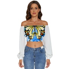 Butterfly Art T- Shirtbutterfly T- Shirt Long Sleeve Crinkled Weave Crop Top by JamesGoode