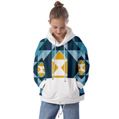 Abstract Pattern T- Shirt Hourglass Pattern  Sunburst Tones Abstract  Blue And Gold  Soft Furnishing Kids  Oversized Hoodie by EnriqueJohnson