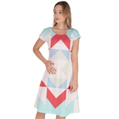 Abstract Pattern T- Shirt Hourglass Pattern  Urban Tones Abstract  Blue And Red  Soft Furnishings 4 Classic Short Sleeve Dress