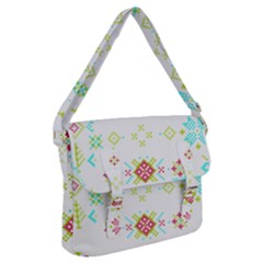 Christmas Cross Stitch Pattern Effect Holidays Symmetry Buckle Messenger Bag by Sarkoni