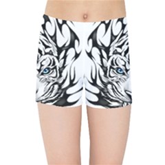 White And Black Tiger Kids  Sports Shorts by Sarkoni