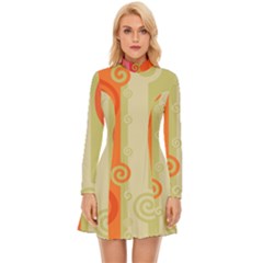 Ring Kringel Background Abstract Red Long Sleeve Velour Longline Dress by Mariart