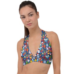 Winter Seamless Pattern Halter Plunge Bikini Top by uniart180623