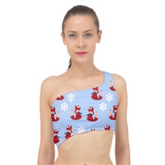 Christmas Background Pattern Spliced Up Bikini Top  by uniart180623