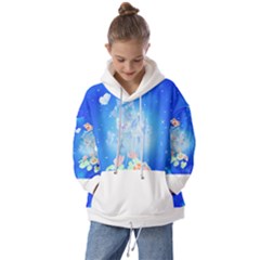 Butterflies T- Shirt Serenity Blue Floral Design With Butterflies T- Shirt Kids  Oversized Hoodie by EnriqueJohnson