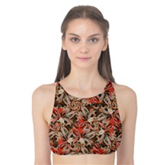 Red Blossom Harmony Pattern Design Tank Bikini Top by dflcprintsclothing