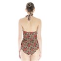 Red Blossom Harmony Pattern Design Halter Swimsuit View2