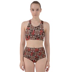 Red Blossom Harmony Pattern Design Racer Back Bikini Set by dflcprintsclothing