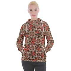 Red Blossom Harmony Pattern Design Women s Hooded Pullover by dflcprintsclothing