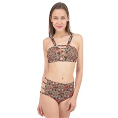 Red Blossom Harmony Pattern Design Cage Up Bikini Set by dflcprintsclothing