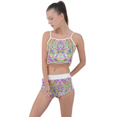 Circle T- Shirt Colourful Abstract Circle Design T- Shirt Summer Cropped Co-ord Set by EnriqueJohnson