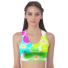 Colorful Flower T- Shirtcolorful Blooming Flower, Flowery, Floral Pattern T- Shirt Fitness Sports Bra by EnriqueJohnson