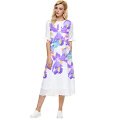 Daisies In Bloom T- Shirt Daisy Iris Heart Flower Floral Pattern Daisies T- Shirt Bow Sleeve Chiffon Midi Dress by EnriqueJohnson