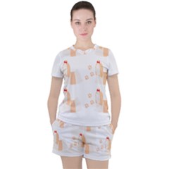 Dog Shih Tzu T- Shirtshih Tzu Dog Pattern T- Shirt Women s T-shirt And Shorts Set