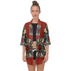 Skull Grateful Dead Phone Gratefuldead Open Front Chiffon Kimono by Sarkoni