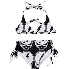 Black And White Deadhead Grateful Dead Steal Your Face Pattern Kids  Classic Bikini Set by Sarkoni