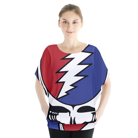 Grateful Dead Batwing Chiffon Blouse by Sarkoni