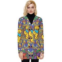 Grateful Dead Pattern Button Up Hooded Coat  by Sarkoni