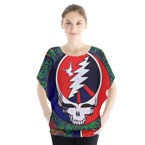 Grateful Dead - Batwing Chiffon Blouse by Sarkoni