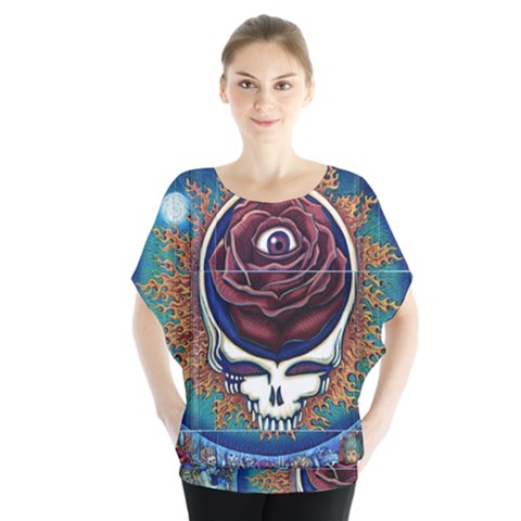 Grateful-dead-ahead-of-their-time Batwing Chiffon Blouse by Sarkoni