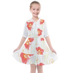 Flowers Illustration T- Shirtflowers T- Shirt Kids  All Frills Chiffon Dress