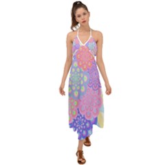 Flowers T- Shirt Flower Bouquet Pink, Purple, Blue T- Shirt Halter Tie Back Dress 