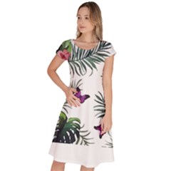 Hawaii T- Shirt Hawaii Lent Flowers Pattern T- Shirt Classic Short Sleeve Dress